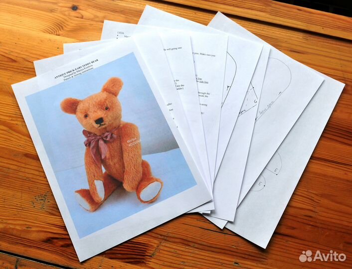 45см Выкройка Старинный Медведь Ушки на Макушке