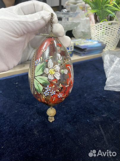Яйцо пасхальное большое стекло живопись 19 век