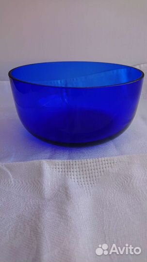 Емкость от конфетницы, синее стекло