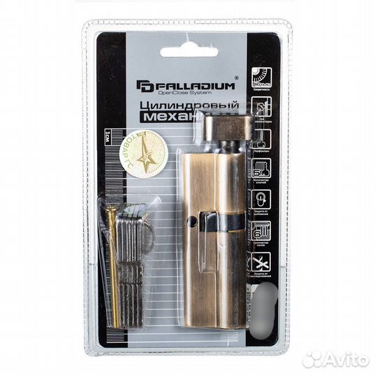 Цилиндр C BK AB 90 (35х55) мм ключ/вертушка античн