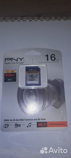 Карта памяти sdhc PNY professional 16 GB