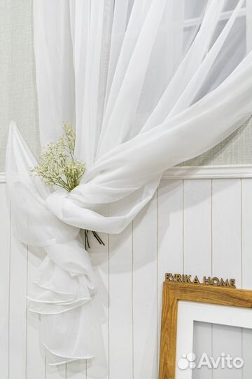 Легкий вуаль белый тюль с утяжелителем