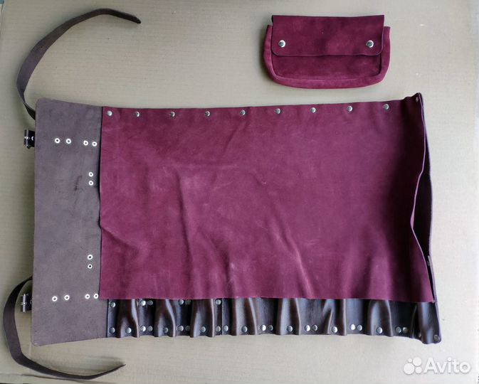 Сумка скатка кожаная поварская скрутка для ножей