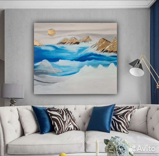 Картина триптих Горы поталь акрил