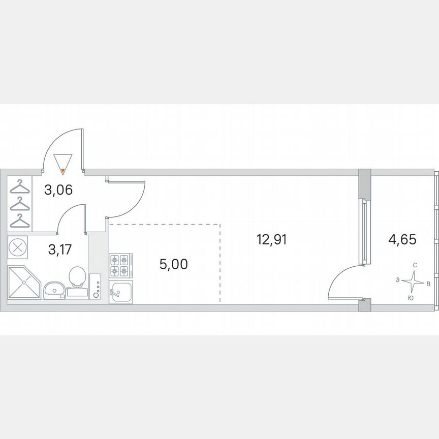 Квартира-студия, 26,5 м², 3/4 эт.
