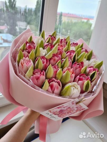 Тюльпаны из зефира букет съедобный сладкий