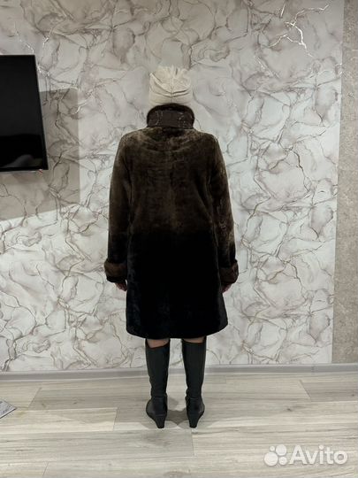 Шуба мутоновая с норкой 48