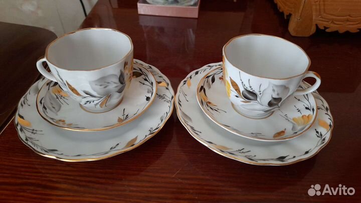 Кофейные тройки (чашка и два блюдца) лфз