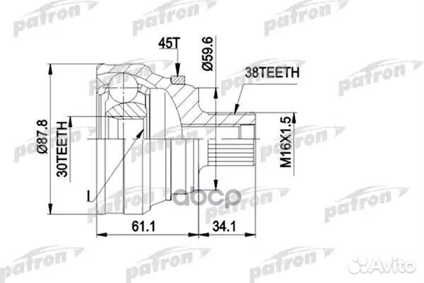 ШРУС наружн к-кт 38x59.5x30 ABS:45T audi: 100 с