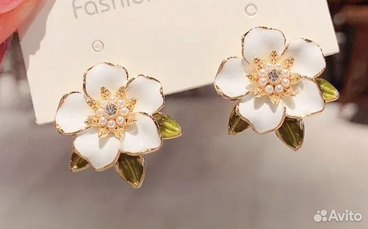 Серьги цветы эмаль