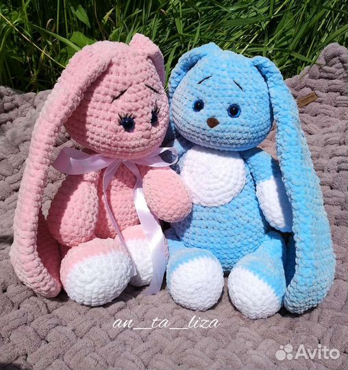 Вязаный Плюшевый Зайчик 40 см / Мягкие игрушки