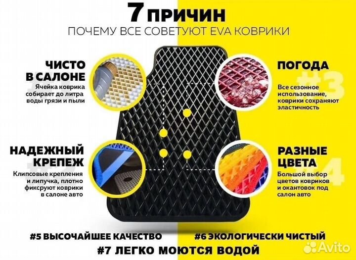 Автомобильные коврики eва эва 3D с бортиками