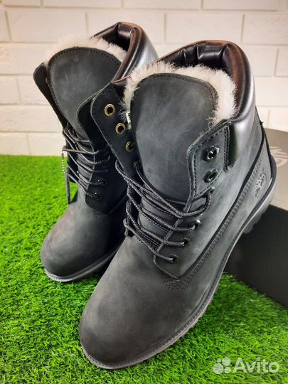 Зимние ботинки с мехом из нубука (Арт.66748)