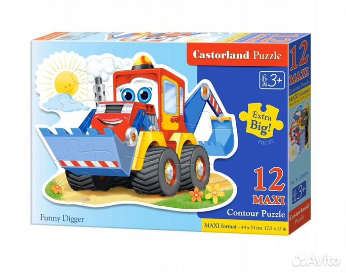 Пазлы 12 maxi Забавный экскаватор, В-120024
