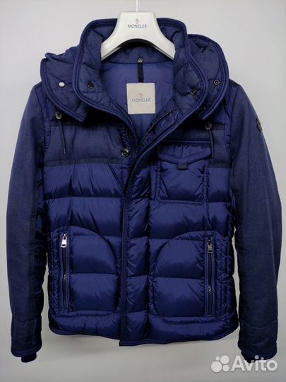 Moncler Ryan Blue Hooded Down Jacket Size M