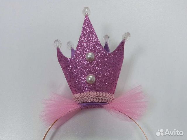 Ободок корона розовая