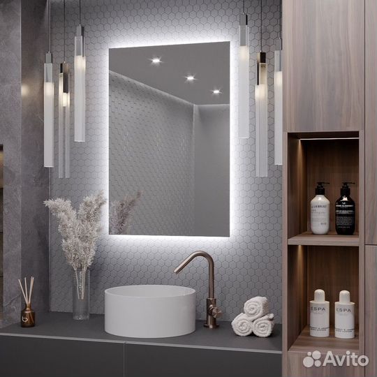 Зеркало прямоугольное с подсветкой и без