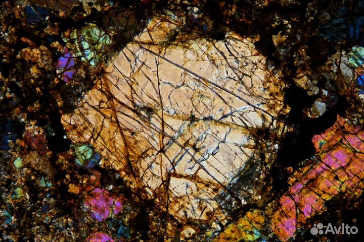 Прозрачно-полированный шлиф. Метеорит Calama 180
