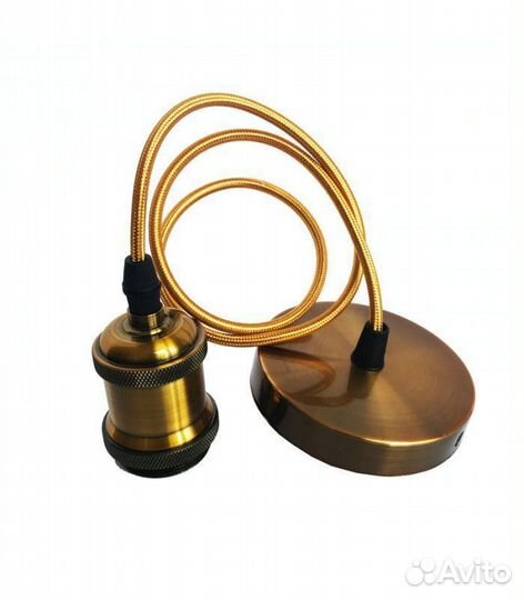 Патрон E27, ретро с проводом 1 м, цвет: бронза
