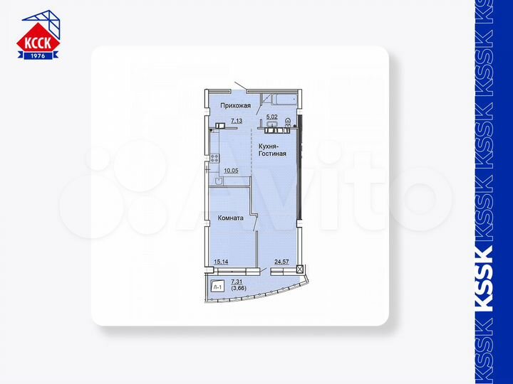 1-к. квартира, 66,2 м², 5/25 эт.