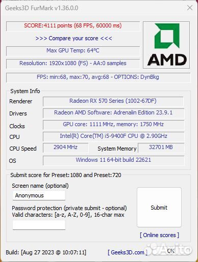 Видеокарта Asus Radeon RX 570 4gb