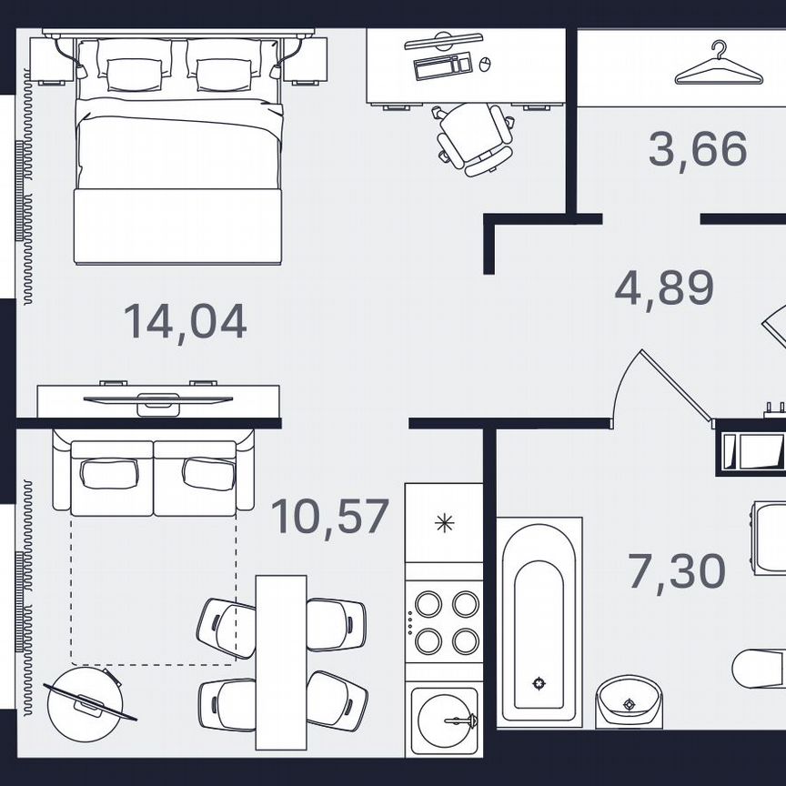 1-к. апартаменты, 40,5 м², 18/24 эт.