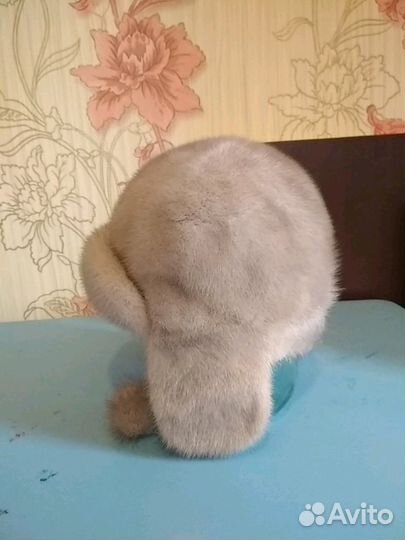 Норковая шапка светло серого цвета, немного б/у