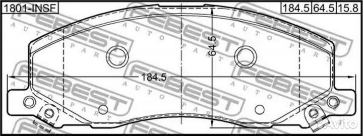 Febest 1801insf колодки тормозные передние комплек