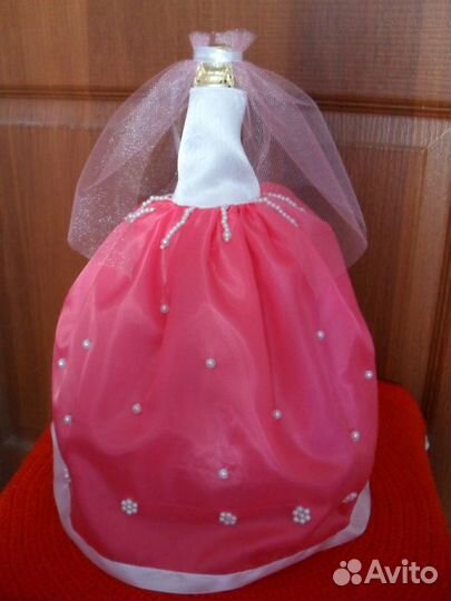 Украшение розовое с бусинами на шампанское(пара) 5