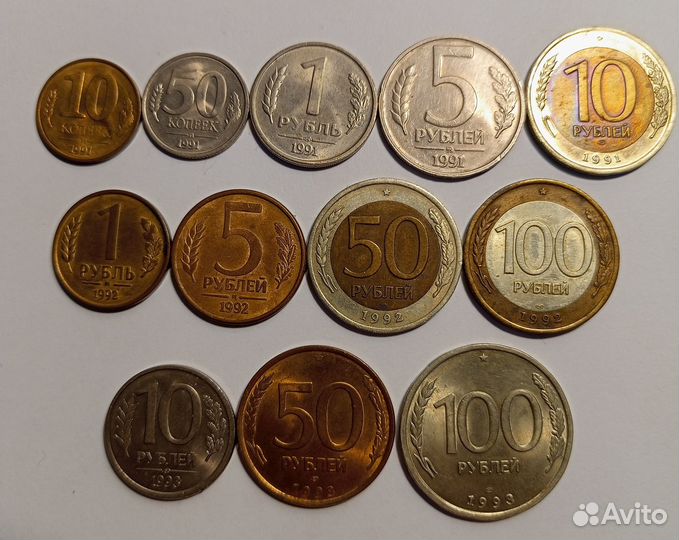 Монеты России 1991-3 г