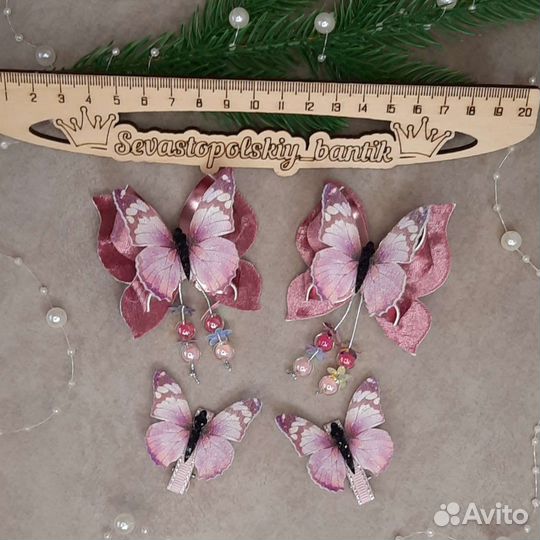 Бантики ручной работы с бабочками