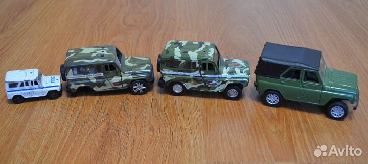 Модели авто УАЗ 469, UAZ Hunter Autotime 4шт метал