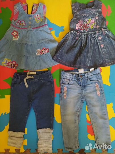 Детские джинсовые вещи р-р 74-92, джинсы, сарафан