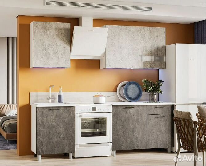 Кухня Адель 1.7 м цемент светлый / цемент темный