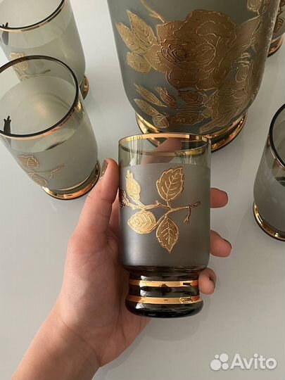 Графин и 6 стаканов Bogemia, винтаж из Чехии