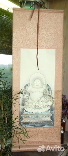 Панно свиток Китай Шелк бумага акварель