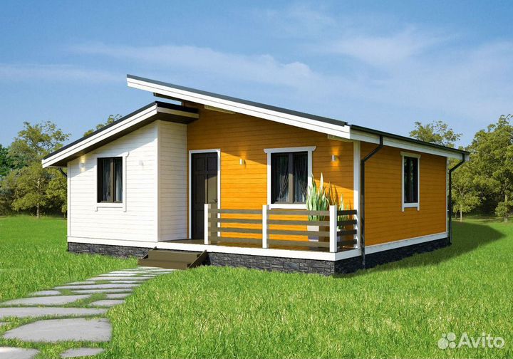 Одноэтажный каркасный домик К1-8 KR-4155