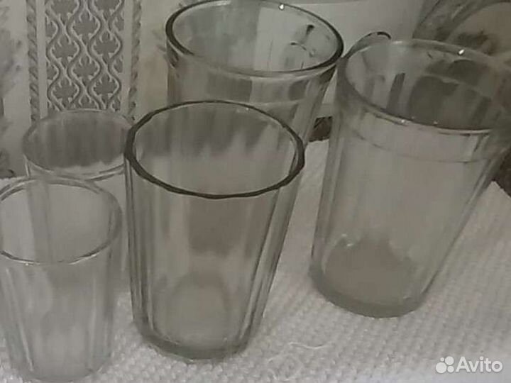 Тарелки суповые и стаканы граненые СССР