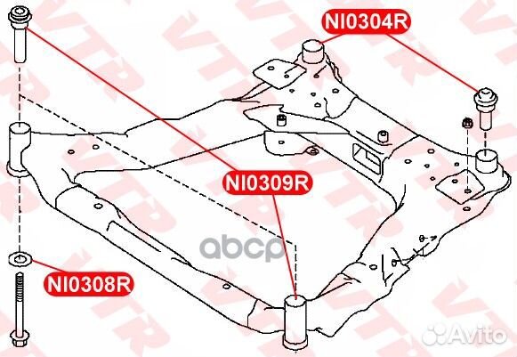 Сайлентблок подрамника, задний NI0304R VTR