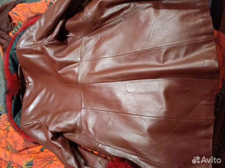 Кожаное женское пальто 44-46