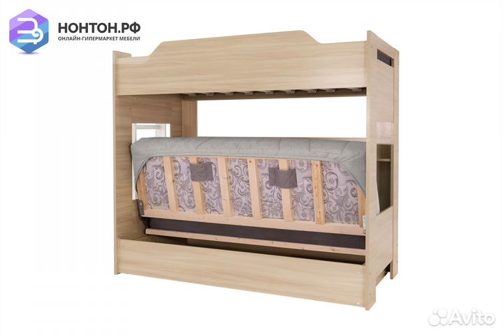 Двухъярусная кровать с диван-кроватью жаккард свет