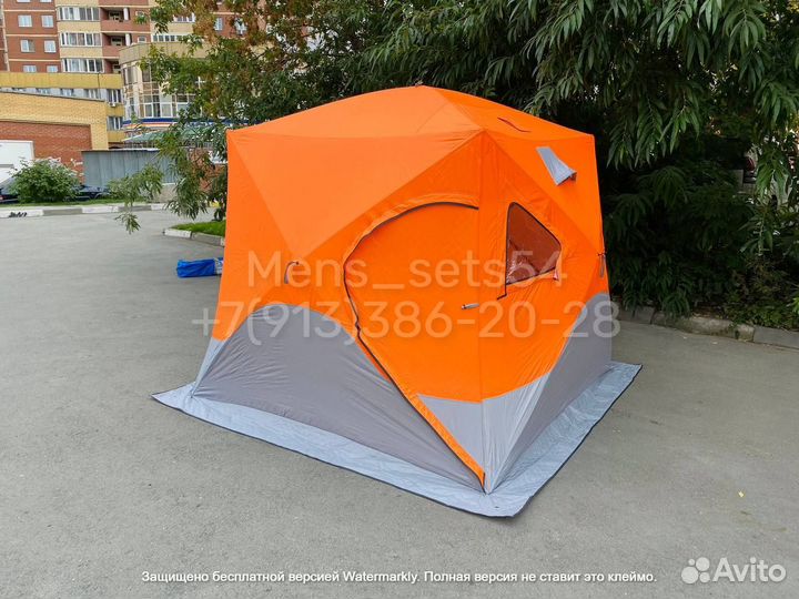 Зимняя палатка куб 3 слоя 240х240х210 с дымоходом