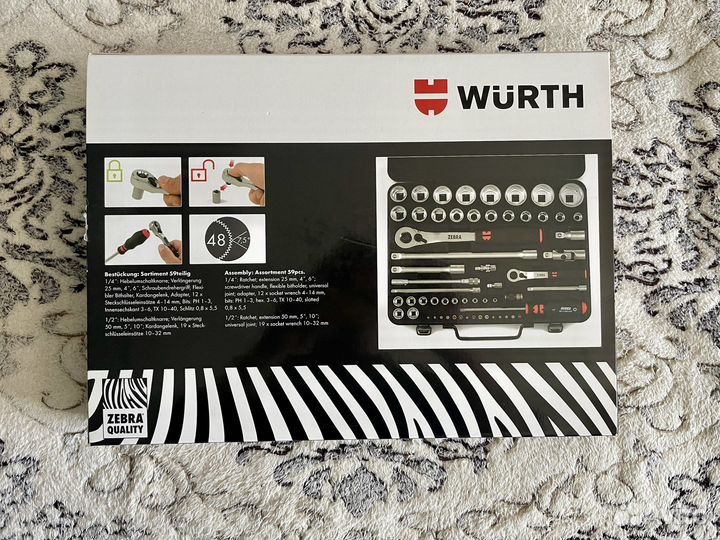 Набор торцевых головок Zebra Wurth 1/4+1/2