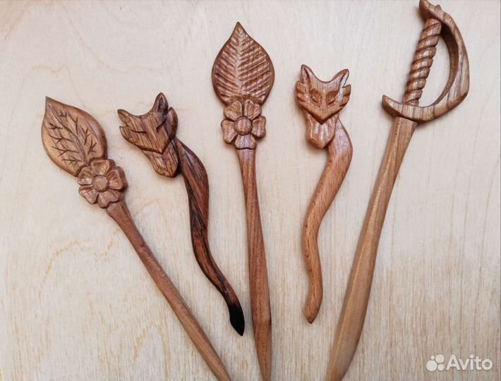 Заколка-шпилька из натурального дерева