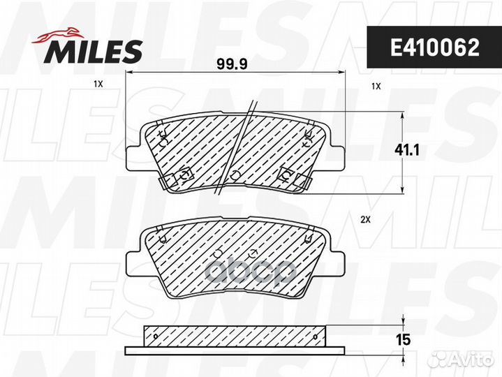 Колодки тормозные дисковые зад E410062 Miles