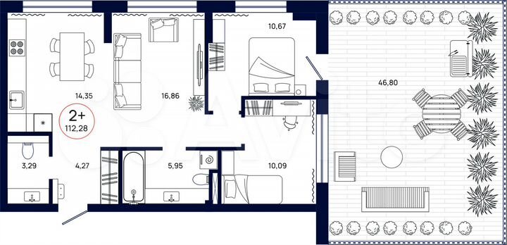 3-к. квартира, 112,3 м², 2/9 эт.