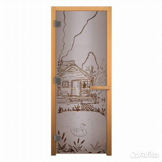 Дверь для Бани стекло Сатин Матовая 190х70 везувий