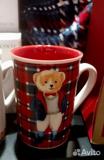 Кружка madame coco в клетка мишка оригинал