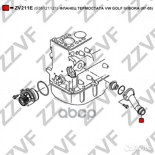 Фланец термостата VW golf IV/bora (97-05) ZV211E