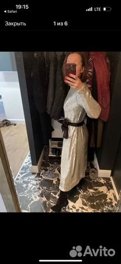 Платье женское 42 44 черное вечернее паетки